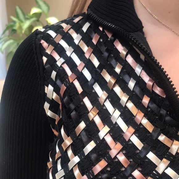 Vintage 90's Austin Reed Classic Silk Ribbed Cardigan Sweater Size M - Picture 5 of 12